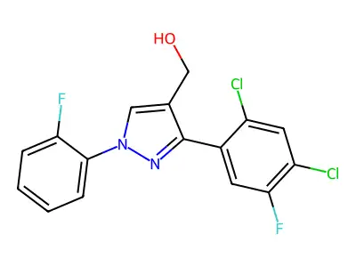 (3-(2,4-Dichloro-5-fluorophenyl)-1-(2-fluorophenyl)-1H-pyrazol-4-YL)methanol structure
