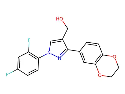(1-(2,4-DI-F-PH)-3-(2,3-Dihydro-1,4-benzodioxin-6-YL)-1H-pyrazol-4-YL)methanol structure