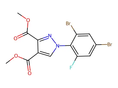 Dimethyl 1-(2,4-dibromo-6-fluorophenyl)-1H-pyrazole-3,4-dicarboxylate structure