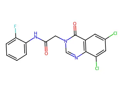 2-(6,8-Dichloro-4-oxo-3(4H)-quinazolinyl)-N-(2-fluorophenyl)acetamide structure