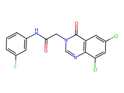 2-(6,8-Dichloro-4-oxo-3(4H)-quinazolinyl)-N-(3-fluorophenyl)acetamide structure