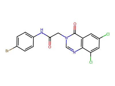 N-(4-Bromophenyl)-2-(6,8-dichloro-4-oxo-3(4H)-quinazolinyl)acetamide structure
