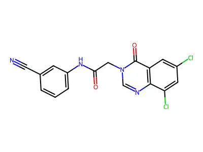 N-(3-Cyanophenyl)-2-(6,8-dichloro-4-oxo-3(4H)-quinazolinyl)acetamide structure
