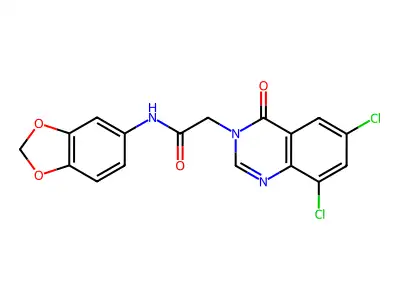 N-(1,3-Benzodioxol-5-YL)-2-(6,8-dichloro-4-oxo-3(4H)-quinazolinyl)acetamide structure