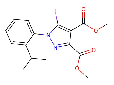 Dimethyl 5-iodo-1-(2-isopropylphenyl)-1H-pyrazole-3,4-dicarboxylate structure