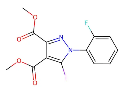 dimethyl 1-(2-fluorophenyl)-5-iodo-1H-pyrazole-3,4-dicarboxylate structure
