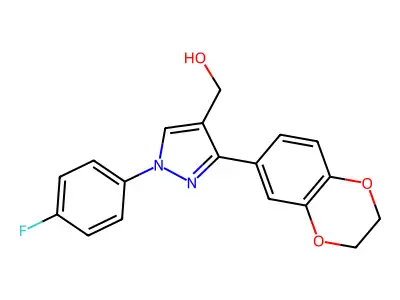 (3-(2,3-Dihydro-1,4-benzodioxin-6-YL)-1-(4-F-PH)-1H-pyrazol-4-YL)methanol structure