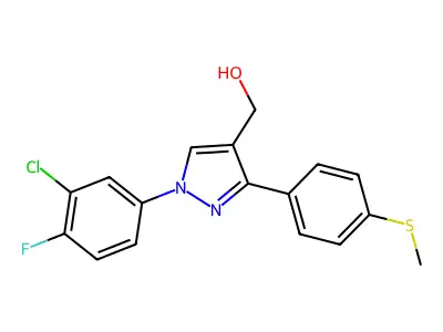 (1-(3-Chloro-4-fluorophenyl)-3-(4-(methylthio)phenyl)-1H-pyrazol-4-YL)methanol structure