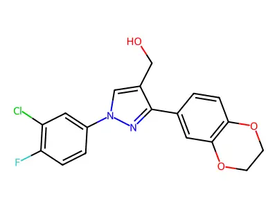 (1-(3-CL-4-F-PH)-3-(2,3-Dihydro-1,4-benzodioxin-6-YL)-1H-pyrazol-4-YL)methanol structure