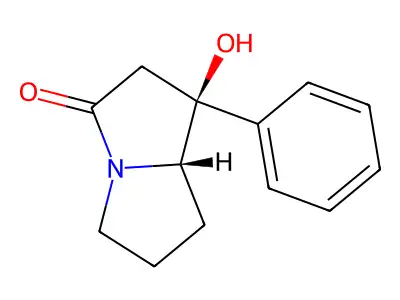 3H-Pyrrolizin-3-one, hexahydro-1-hydroxy-1-phenyl-, trans- structure