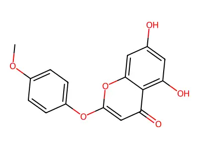 4H-1-Benzopyran-4-one, 5,7-dihydroxy-2-(4-methoxyphenoxy)- structure