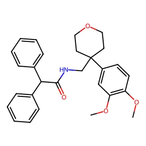 N-[4-(3,4-Dimethoxy-phenyl)-tetrahydro-pyran-4-ylmethyl]-2,2-diphenyl-acetamide structure