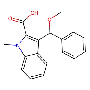 1-Methyl-2-carboxy-3-(alpha-methoxybenzyl)indole structure