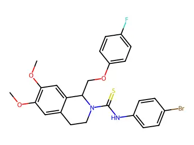 N-(4-bromophenyl)-1-[(4-fluorophenoxy)methyl]-6,7-dimethoxy-3,4-dihydro-1H-isoquinoline-2-carbothioamide structure