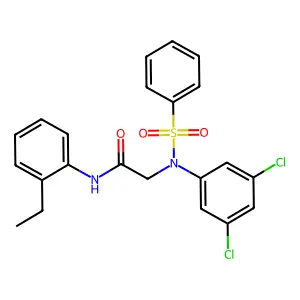 2-[N-(benzenesulfonyl)-3,5-dichloroanilino]-N-(2-ethylphenyl)acetamide structure