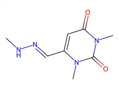 1,3-Dimethyl-6-[(methylhydrazinylidene)methyl]pyrimidine-2,4-dione structure