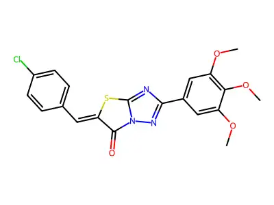 (5Z)-5-(4-chlorobenzylidene)-2-(3,4,5-trimethoxyphenyl)[1,3]thiazolo[3,2-b][1,2,4]triazol-6(5H)-one structure