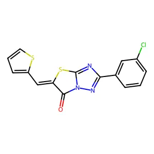 (Z)-2-(3-chlorophenyl)-5-(thiophen-2-ylmethylene)thiazolo[3,2-b][1,2,4]triazol-6(5H)-one structure