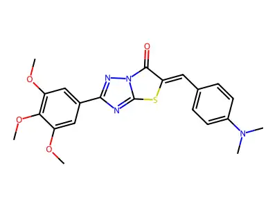 (5Z)-5-[4-(dimethylamino)benzylidene]-2-(3,4,5-trimethoxyphenyl)[1,3]thiazolo[3,2-b][1,2,4]triazol-6(5H)-one structure