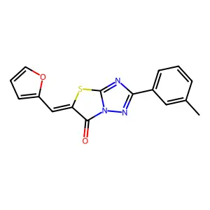 (5Z)-5-(2-furylmethylene)-2-(3-methylphenyl)[1,3]thiazolo[3,2-b][1,2,4]triazol-6(5H)-one structure