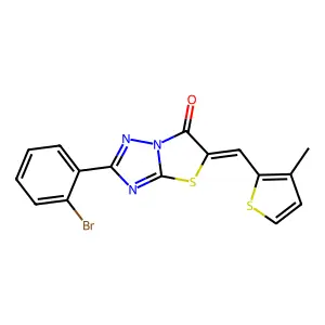 (5Z)-2-(2-bromophenyl)-5-[(3-methylthiophen-2-yl)methylidene][1,3]thiazolo[3,2-b][1,2,4]triazol-6(5H)-one structure
