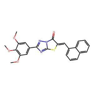 (5Z)-5-(naphthalen-1-ylmethylidene)-2-(3,4,5-trimethoxyphenyl)[1,3]thiazolo[3,2-b][1,2,4]triazol-6(5H)-one structure