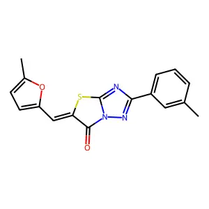 (Z)-5-((5-methylfuran-2-yl)methylene)-2-(m-tolyl)thiazolo[3,2-b][1,2,4]triazol-6(5H)-one structure