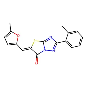 (Z)-5-((5-methylfuran-2-yl)methylene)-2-(o-tolyl)thiazolo[3,2-b][1,2,4]triazol-6(5H)-one structure