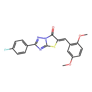 (E)-5-(2,5-dimethoxybenzylidene)-2-(4-fluorophenyl)thiazolo[3,2-b][1,2,4]triazol-6(5H)-one structure