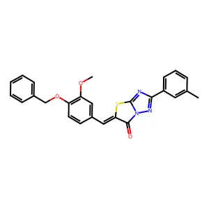 (5Z)-5-[4-(benzyloxy)-3-methoxybenzylidene]-2-(3-methylphenyl)[1,3]thiazolo[3,2-b][1,2,4]triazol-6(5H)-one structure