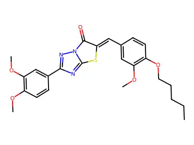 (5Z)-2-(3,4-dimethoxyphenyl)-5-[3-methoxy-4-(pentyloxy)benzylidene][1,3]thiazolo[3,2-b][1,2,4]triazol-6(5H)-one structure
