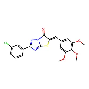 (5Z)-2-(3-chlorophenyl)-5-(3,4,5-trimethoxybenzylidene)[1,3]thiazolo[3,2-b][1,2,4]triazol-6(5H)-one structure
