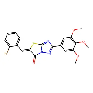 (5Z)-5-(2-bromobenzylidene)-2-(3,4,5-trimethoxyphenyl)[1,3]thiazolo[3,2-b][1,2,4]triazol-6(5H)-one structure