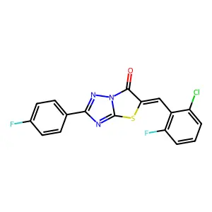 (5Z)-5-(2-chloro-6-fluorobenzylidene)-2-(4-fluorophenyl)[1,3]thiazolo[3,2-b][1,2,4]triazol-6(5H)-one structure