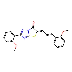 (5Z)-2-(2-methoxyphenyl)-5-[(2E)-3-(2-methoxyphenyl)prop-2-enylidene][1,3]thiazolo[3,2-b][1,2,4]triazol-6(5H)-one structure