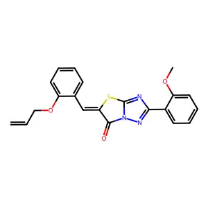 (5Z)-2-(2-methoxyphenyl)-5-[2-(prop-2-en-1-yloxy)benzylidene][1,3]thiazolo[3,2-b][1,2,4]triazol-6(5H)-one structure