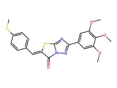 (5Z)-5-[4-(methylsulfanyl)benzylidene]-2-(3,4,5-trimethoxyphenyl)[1,3]thiazolo[3,2-b][1,2,4]triazol-6(5H)-one structure