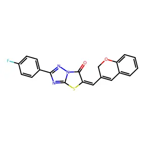 (5Z)-5-(2H-chromen-3-ylmethylene)-2-(4-fluorophenyl)[1,3]thiazolo[3,2-b][1,2,4]triazol-6(5H)-one structure