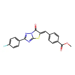 methyl 4-{(Z)-[2-(4-fluorophenyl)-6-oxo[1,3]thiazolo[3,2-b][1,2,4]triazol-5(6H)-ylidene]methyl}benzoate structure