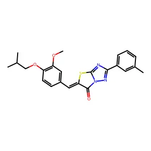 (5Z)-5-(4-isobutoxy-3-methoxybenzylidene)-2-(3-methylphenyl)[1,3]thiazolo[3,2-b][1,2,4]triazol-6(5H)-one structure