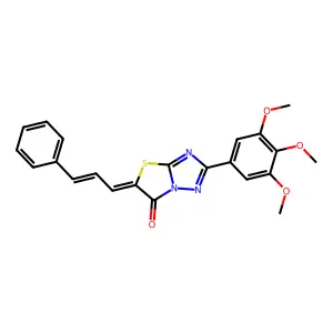 (5Z)-5-[(2E)-3-phenylprop-2-enylidene]-2-(3,4,5-trimethoxyphenyl)[1,3]thiazolo[3,2-b][1,2,4]triazol-6(5H)-one structure