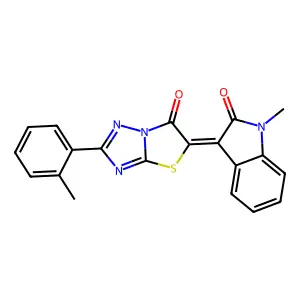 (3Z)-1-methyl-3-[2-(2-methylphenyl)-6-oxo[1,3]thiazolo[3,2-b][1,2,4]triazol-5(6H)-ylidene]-1,3-dihydro-2H-indol-2-one structure