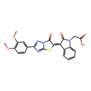 {(3Z)-3-[2-(3,4-dimethoxyphenyl)-6-oxo[1,3]thiazolo[3,2-b][1,2,4]triazol-5(6H)-ylidene]-2-oxo-2,3-dihydro-1H-indol-1-yl}acetic acid structure
