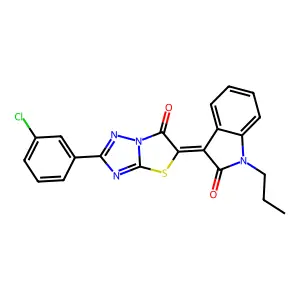 (3Z)-3-[2-(3-chlorophenyl)-6-oxo[1,3]thiazolo[3,2-b][1,2,4]triazol-5(6H)-ylidene]-1-propyl-1,3-dihydro-2H-indol-2-one structure