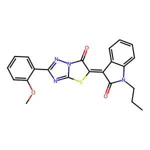 (3Z)-3-[2-(2-methoxyphenyl)-6-oxo[1,3]thiazolo[3,2-b][1,2,4]triazol-5(6H)-ylidene]-1-propyl-1,3-dihydro-2H-indol-2-one structure
