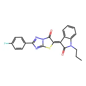 (3Z)-3-[2-(4-fluorophenyl)-6-oxo[1,3]thiazolo[3,2-b][1,2,4]triazol-5(6H)-ylidene]-1-propyl-1,3-dihydro-2H-indol-2-one structure