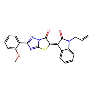 (3Z)-1-allyl-3-[2-(2-methoxyphenyl)-6-oxo[1,3]thiazolo[3,2-b][1,2,4]triazol-5(6H)-ylidene]-1,3-dihydro-2H-indol-2-one structure