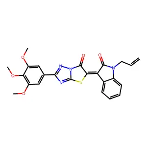 (3Z)-1-allyl-3-[6-oxo-2-(3,4,5-trimethoxyphenyl)[1,3]thiazolo[3,2-b][1,2,4]triazol-5(6H)-ylidene]-1,3-dihydro-2H-indol-2-one structure