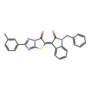 (3Z)-1-benzyl-3-[2-(3-methylphenyl)-6-oxo[1,3]thiazolo[3,2-b][1,2,4]triazol-5(6H)-ylidene]-1,3-dihydro-2H-indol-2-one structure