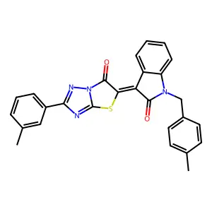 (3Z)-1-(4-methylbenzyl)-3-[2-(3-methylphenyl)-6-oxo[1,3]thiazolo[3,2-b][1,2,4]triazol-5(6H)-ylidene]-1,3-dihydro-2H-indol-2-one structure